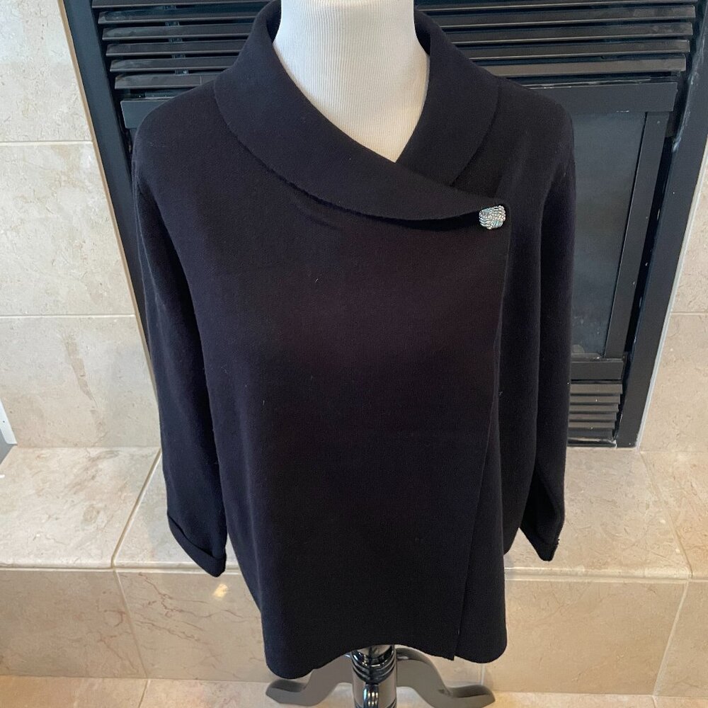 Adrienne Vittadini Womens Pullover Black Sweater